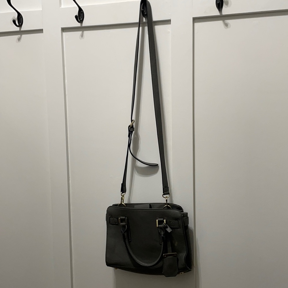 Merona Grey Medium purse structured excellent used condition gold hardware‎ - Picture 2 of 8